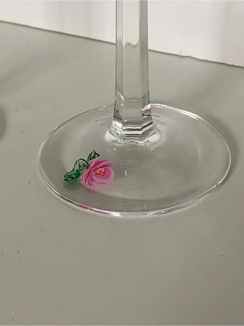 Hand Painted Wine Glasses Set of 2 Floral Flowers Garden Wedding 7” Glass Color